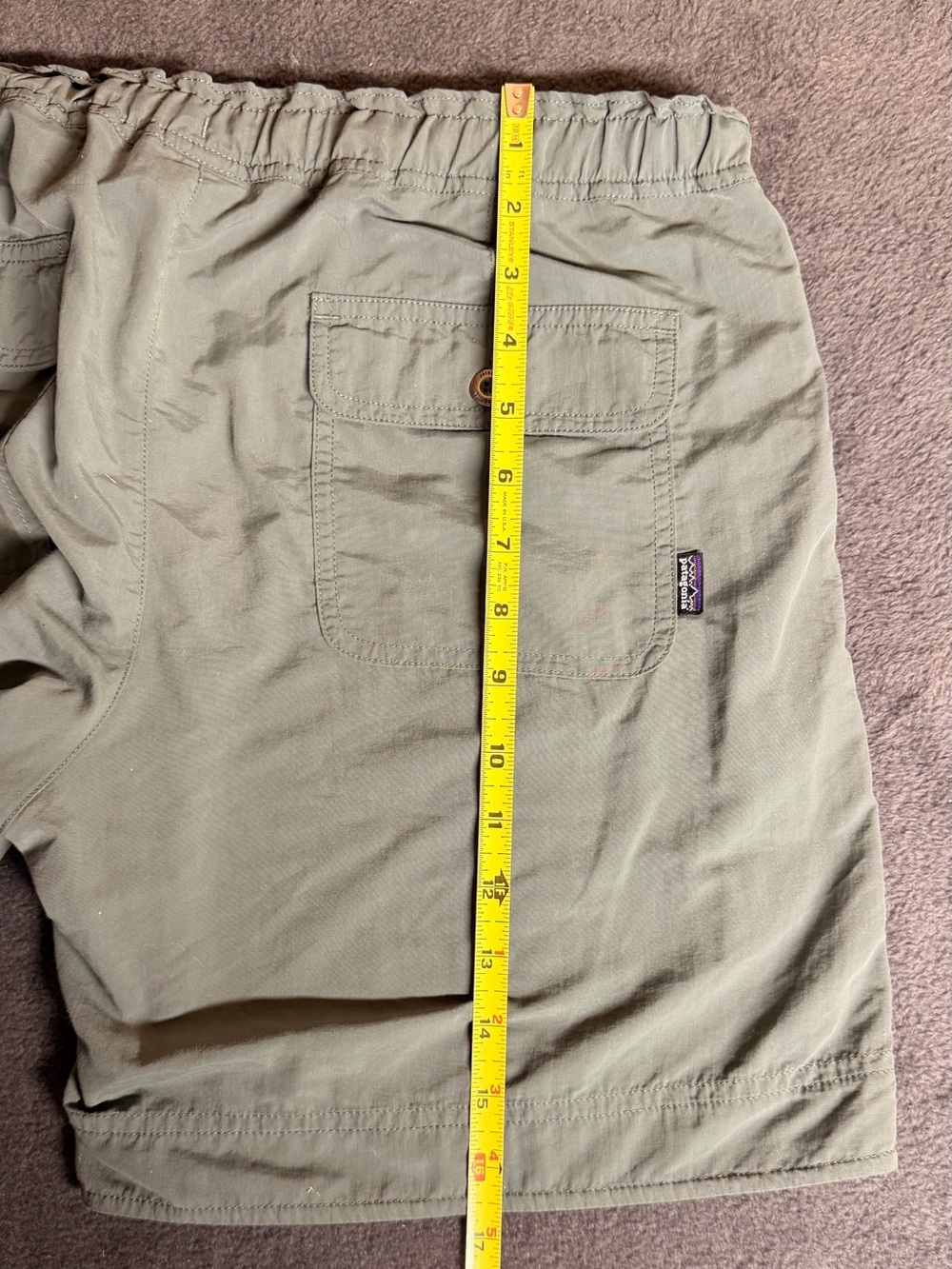 Patagonia Olive Green Elastic Waist Athletic Shorts - Picture 4 of 10